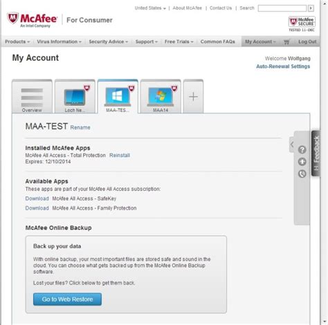 mcafee all access account.